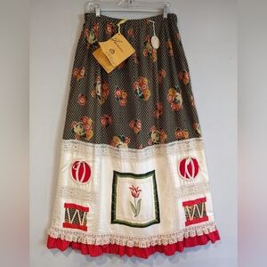 Vintage Chessa Davis Holiday Patchwork Maxi Skirt Medium